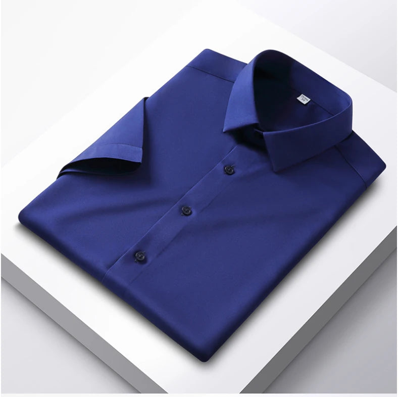 Men's 6XL Large High Quality Formal Shirts Short Sleeve Summer Clothing Non iron Business Casual ice Silk ice Feeling T-Shirts
