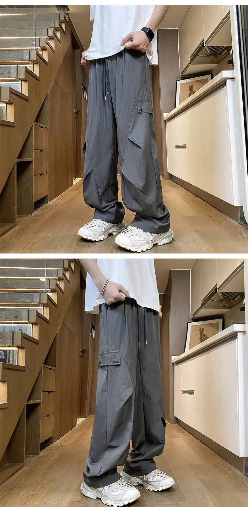 American Style Workwear Men's Summer Lightweight Tall Quick-Dry Trousers with Pleats for Hiking and Paratrooper
