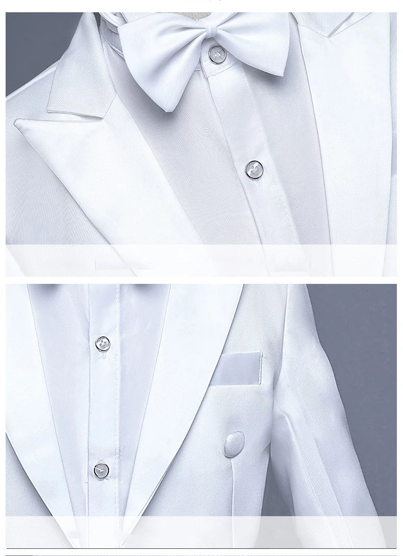 Children Tuxedo Tailcoat Formal Dress Suits Swallow Tail Coat Boy's Jacket Pants Suits Party Dance Magic Stage Performance Tails