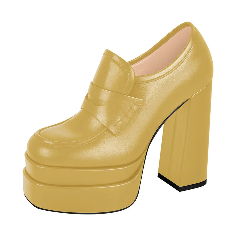 Richealnana  Women Pumps Red Matte Double Platform Punk Fashion Shoes