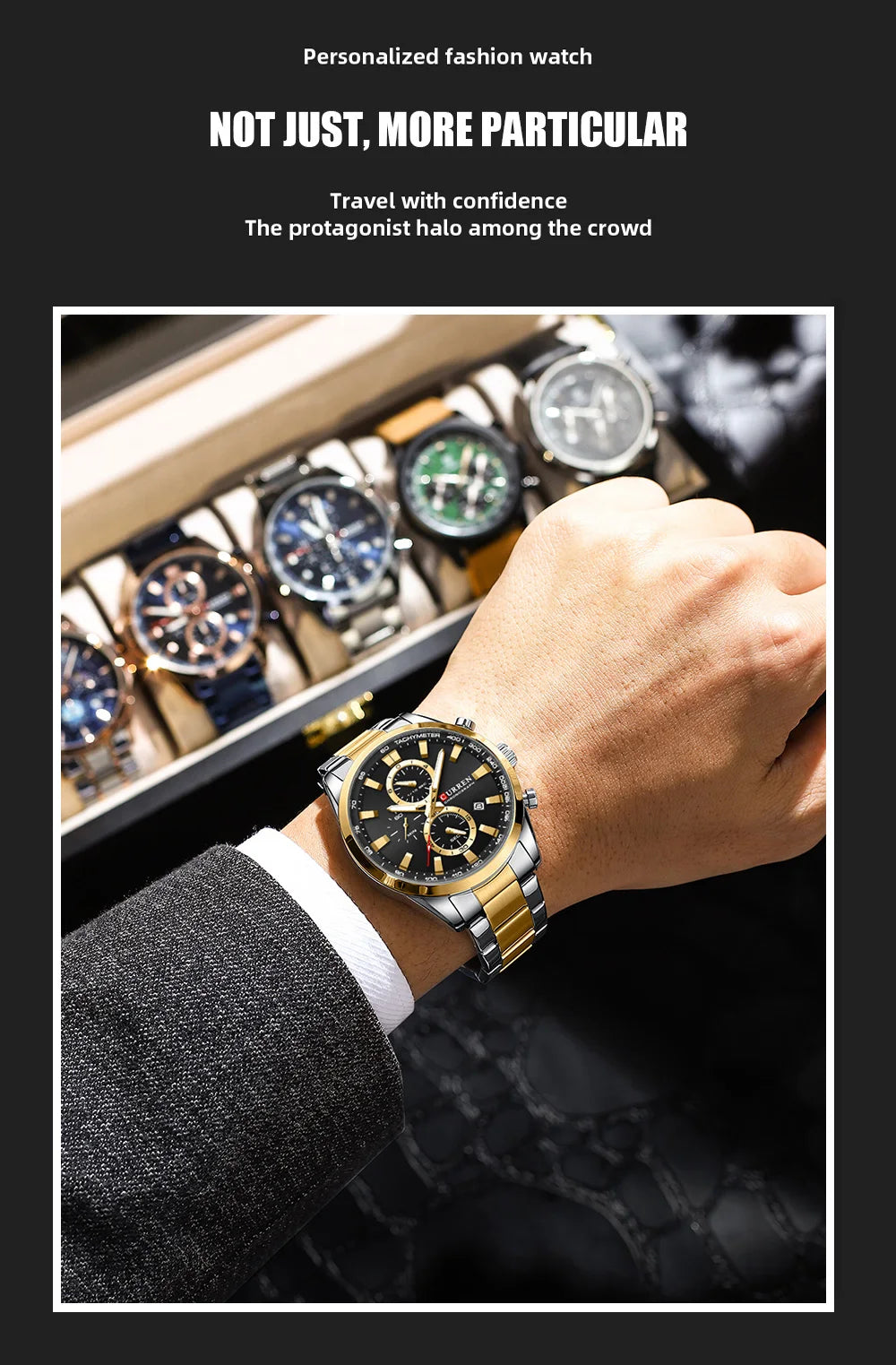 CURREN  New Sports Multifunction Stainless Steel Band Watches Fashion Brand Quartz Men's Wristwatches with Date
