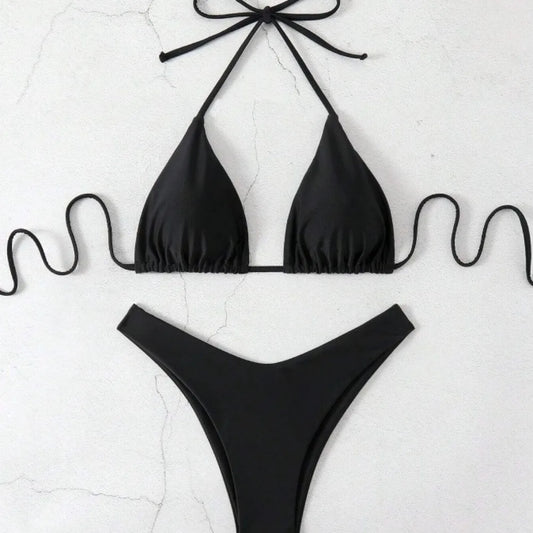 2Pcs/Set Fashion Summer Beach Bikini Brazilian Halter Women Swimsuit Bathing Suit Casual Swimwear Holiday