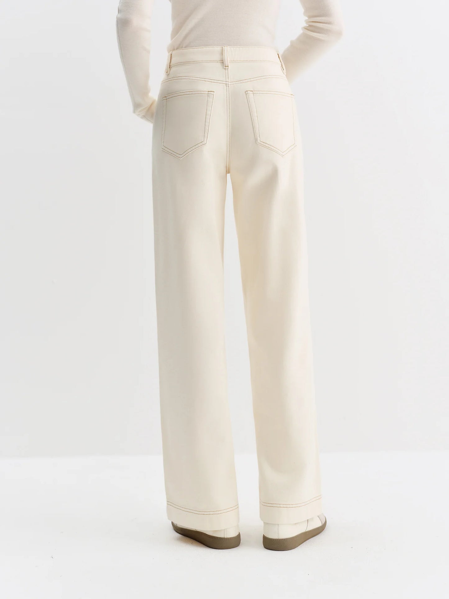 FSLE Straight High Waist Jeans for Women Winter Solid Simple All-match 2025 New Long and Short Versatile Pants Korean Style