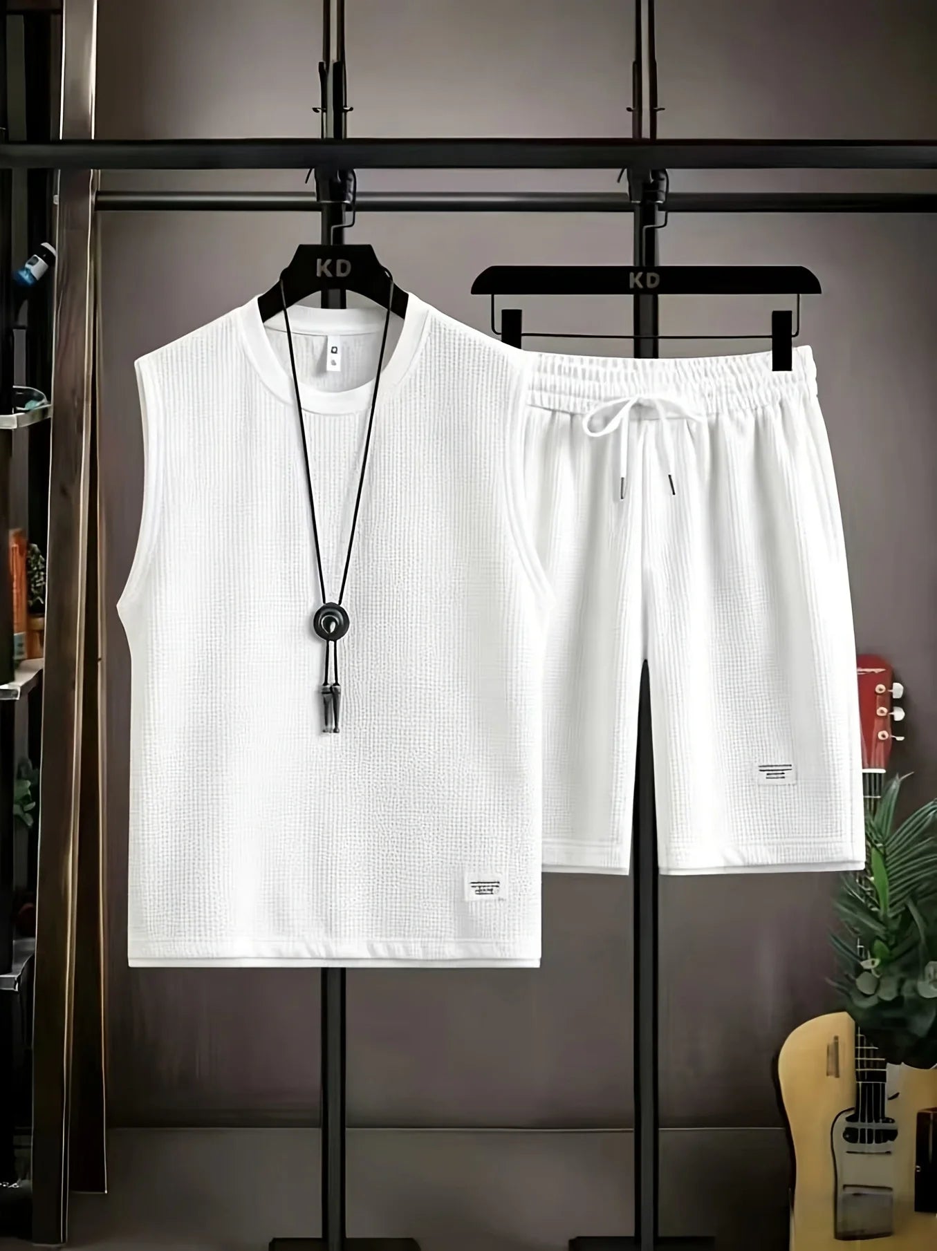 Summer men's vest sets high quality Gym jogging sportswear set Mesh quick drying fashion casual Vest + Shorts 2 piece set 3XL