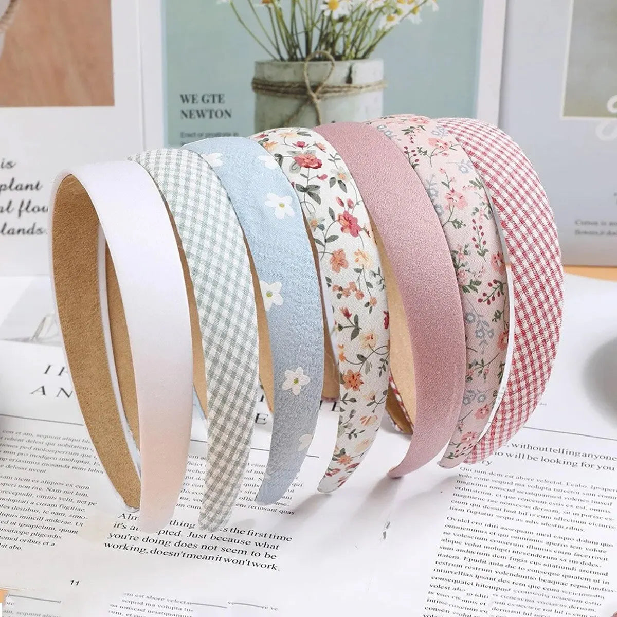 7Pcs Fashion Women Hair Band Floral Print Headbands Girls Simple Hairband Printed Hair Hoop Female Hair Accessories Headwear BAZAARHUBO
