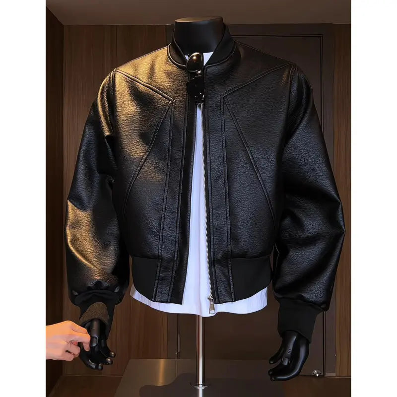 Men Coats Faux Leather Jackets Turn Down Collar Pu Coat Work Streetwear Jacket Zipper Outerwear Casual Regular 2026 Autumn
