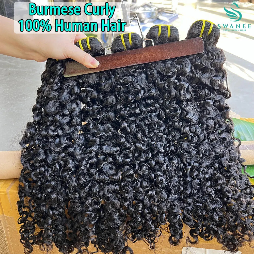 15A Burmese Curl  Vietnamese 100% Raw Virgin Human Hair Extensions #1B Natural Black for Human Hair Weave Bundles Curly Bundles