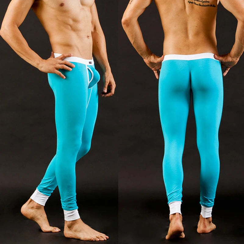 Mens Thermal Underwear Low Rise Modal Base Layer Open Front Pants Autumn Warm Thin Stretchy Comfortable Leggings
