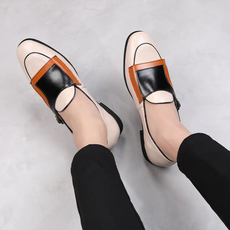 Luxury Designer New Monk Strap Blue and White Oxford Shoes For Men's Formal Wedding Prom Dress Homecoming Sapatos Tenis Masculin