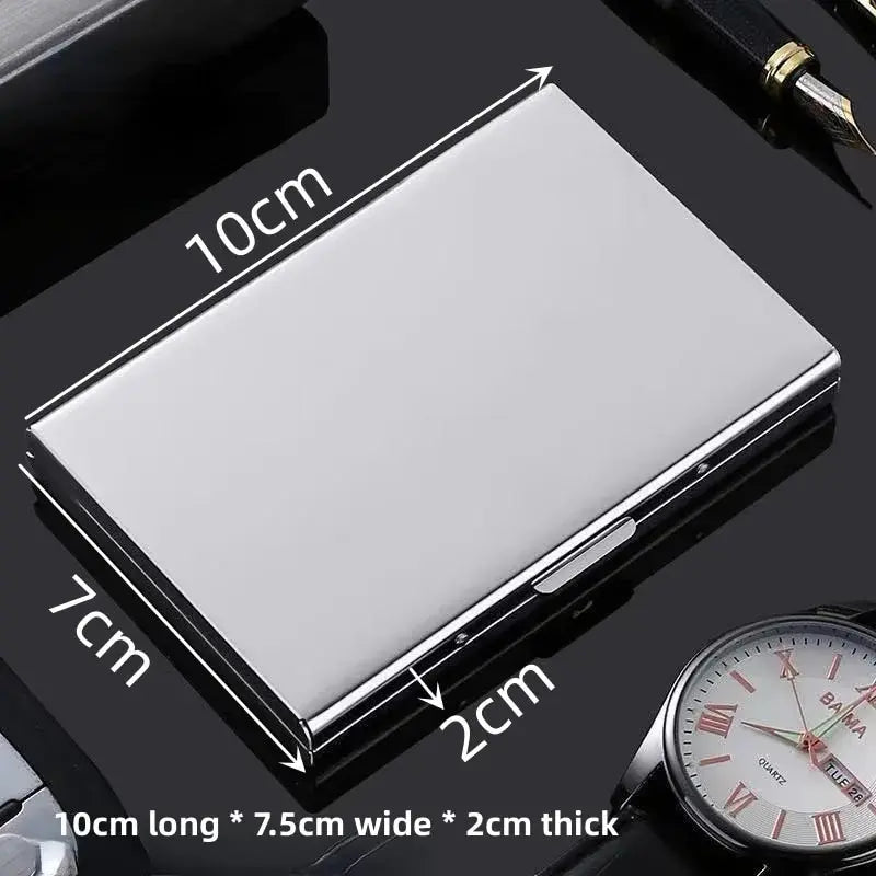 10 Slots Stainless Credit Card Holder Men Slim Anti RFID Travel ID Cardholder Debit Box Women Wallet Metal Case Porte Carte