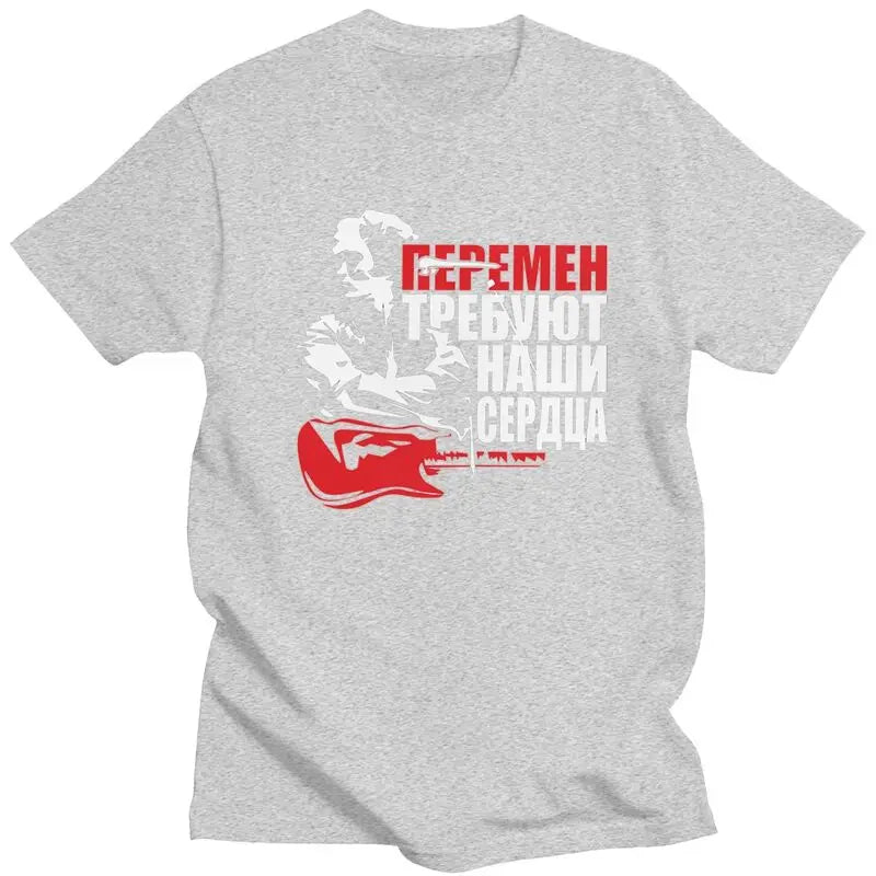 Custom Classic Viktor Tsoi Kino T Shirt Men Short Sleeve Cotton T-shirt Casual Russian Rock Band Legend Tees Streetwear Tshirt