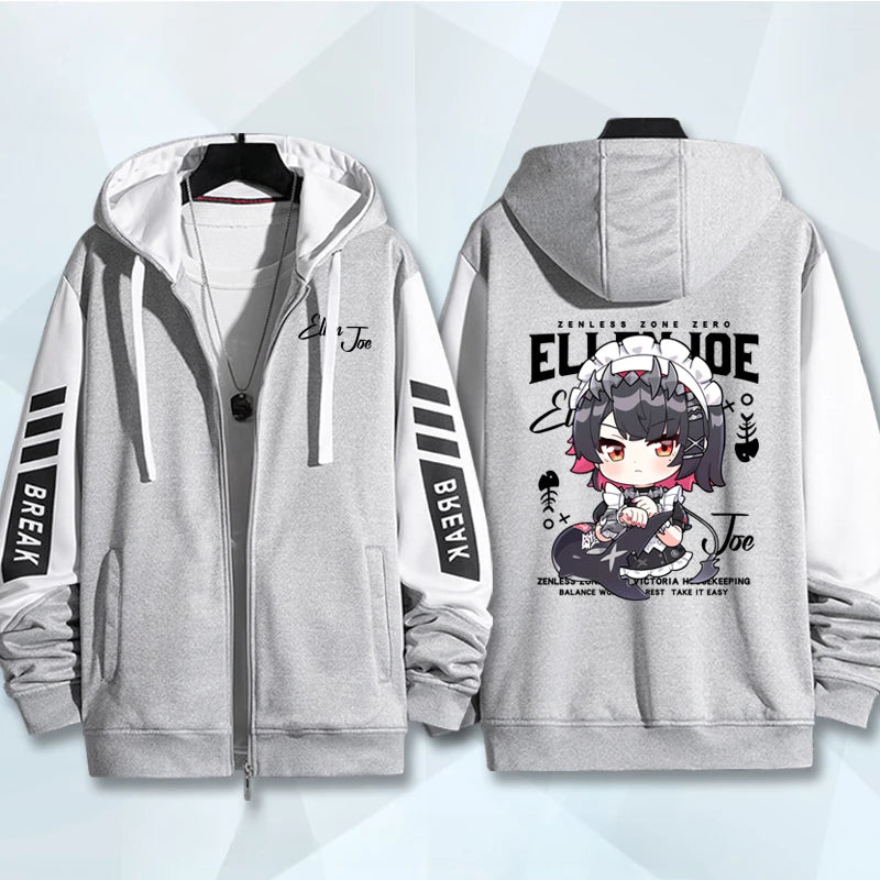 Anime Zenless Zone Zero Zip Up Women/Men Hoodie Sweatshirt ZZZ ZZZERO Ellen Joe Cosplay Zipper Hooded Jacket Outwear BAZAARHUBO