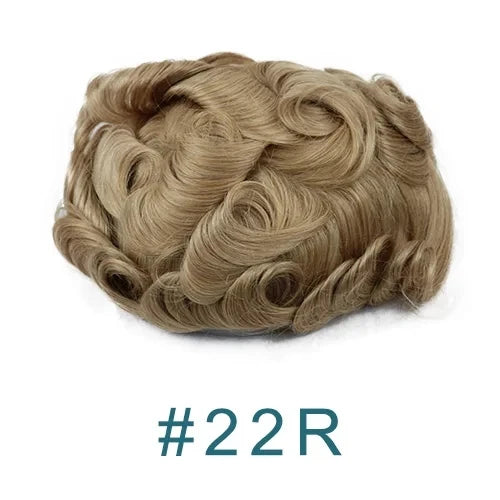 0.02mm Super Ultra Thin Skin 80% Density Natural Hairline Men Toupee Blonde Brown Grey Human Hair Undetected Capillary Prosthesi