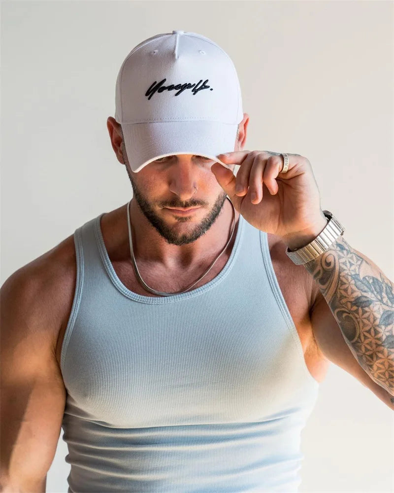 Spring Summer Knit Ice Silk Ribbed Fitness Sports Casual Slim-fit Men's Vest Men's I-line Muscle Vest Cotton Men