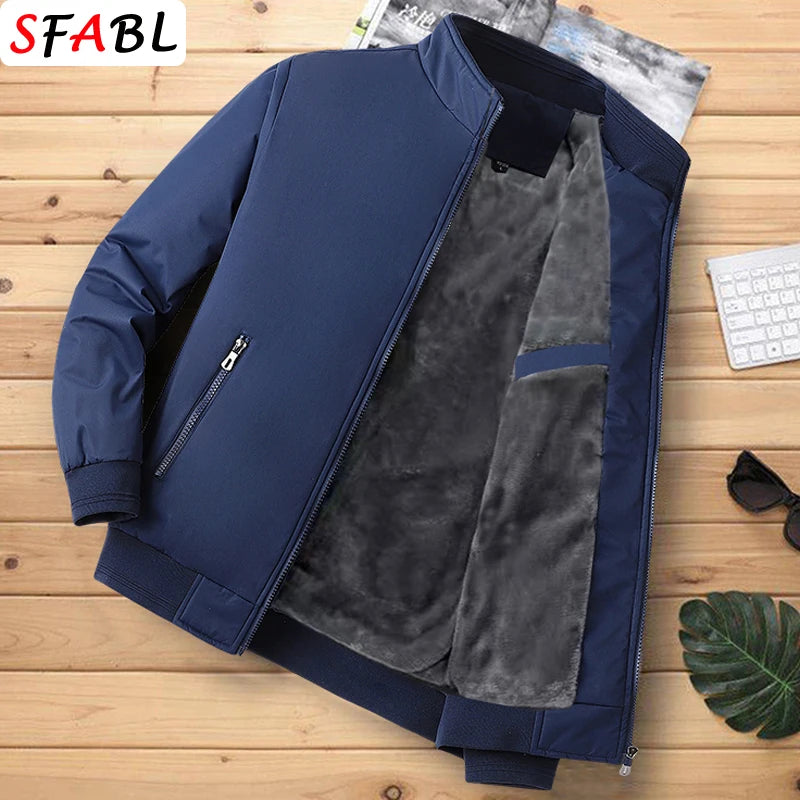 Luxury Thicken Padded Blazers for Men Social Jackets Men's Winter Jacket Windbreak Fleece Lining Business Office Dress Coat XXXL
