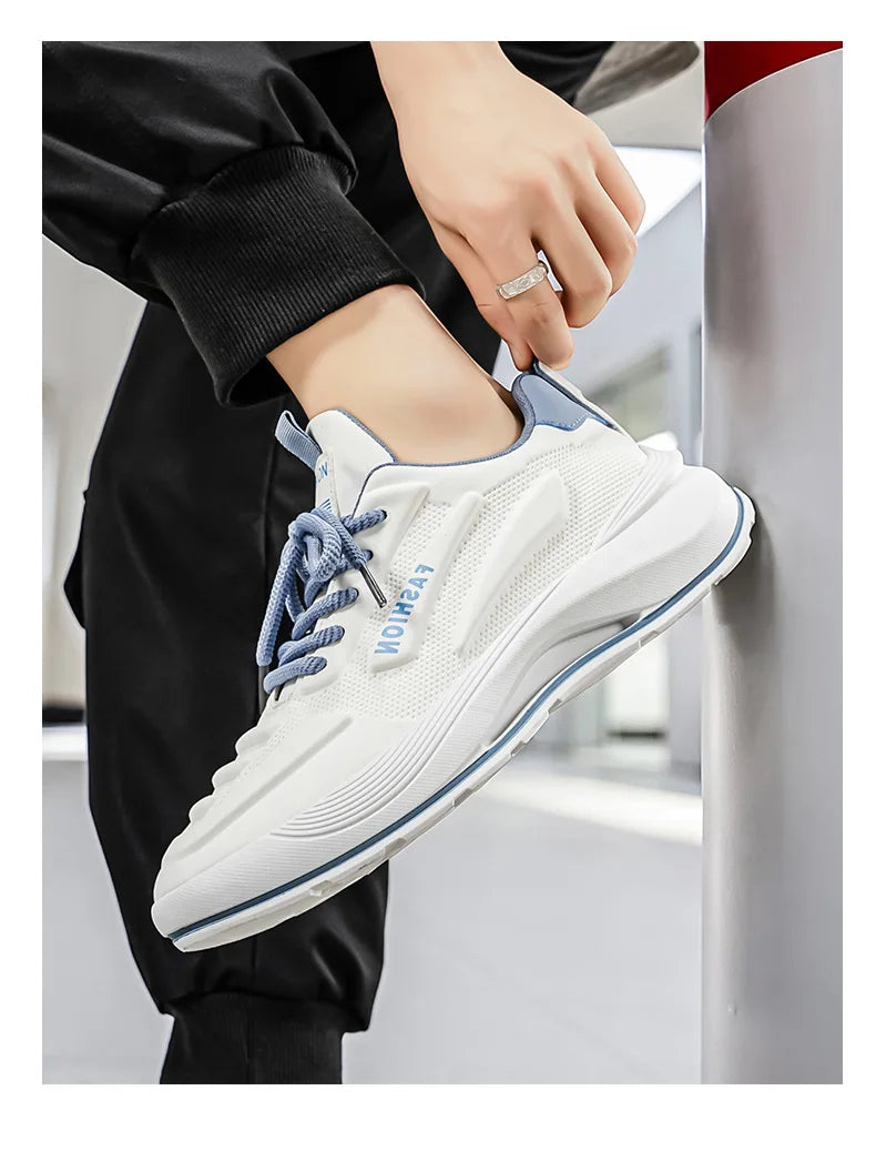Summer 2026 Men's Thick Sole Sneakers Breathable Casual Running Shoes Streetwear Lightweight Trendy Footwear