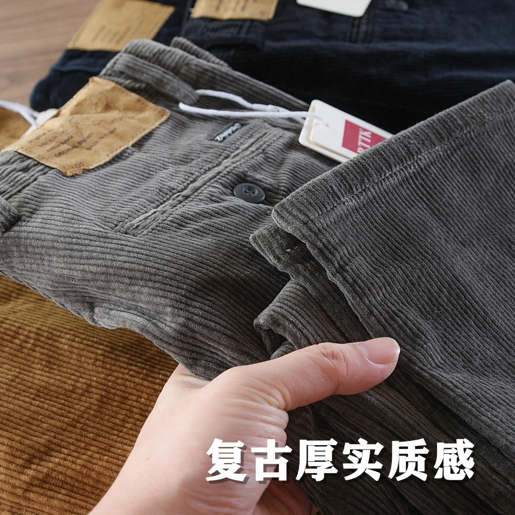 Autumn and Winter New American Retro Heavyweight Solid Color Corduroy Cargo Pants Fashion Straight Cotton Washed Casual Trousers