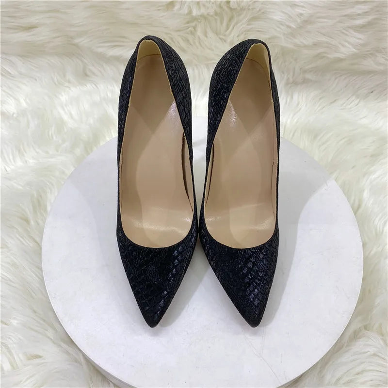 Snake Pattern Thin High Heels Women 8CM 10CM 12CM Elegant Shallow Mouth Party Dress Shoes Brand Lady Shoes Office Woman Pumps