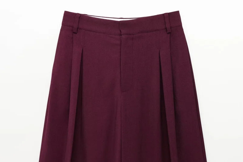 ETJ 2025  Women's Spring new Casual suit set double front loose casual suit jacket high waist double pleated trousers