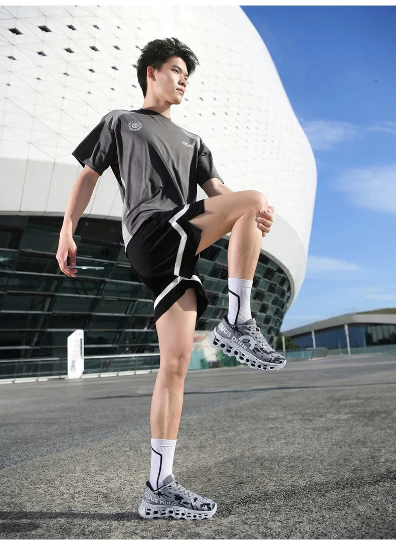 Running Shoes for Men Women Hollow Perforated Cushion Shock Absorbing Outdoor Hiking Sneakers Casual Chunky Walking Trainers