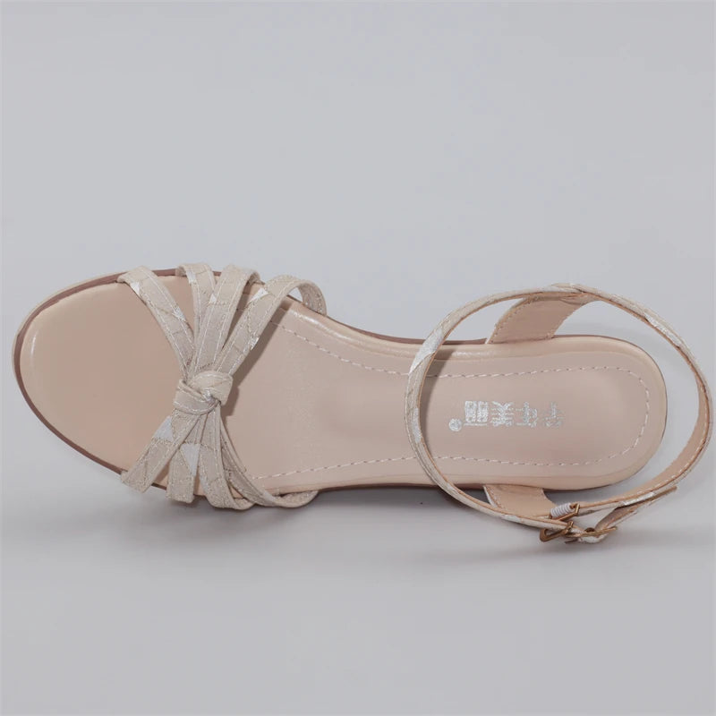Hot Sale Thick Sole Leather Casual Platform Sandals Women Summer 2026 High Heels Wedges Shoes for Office Beach Mother