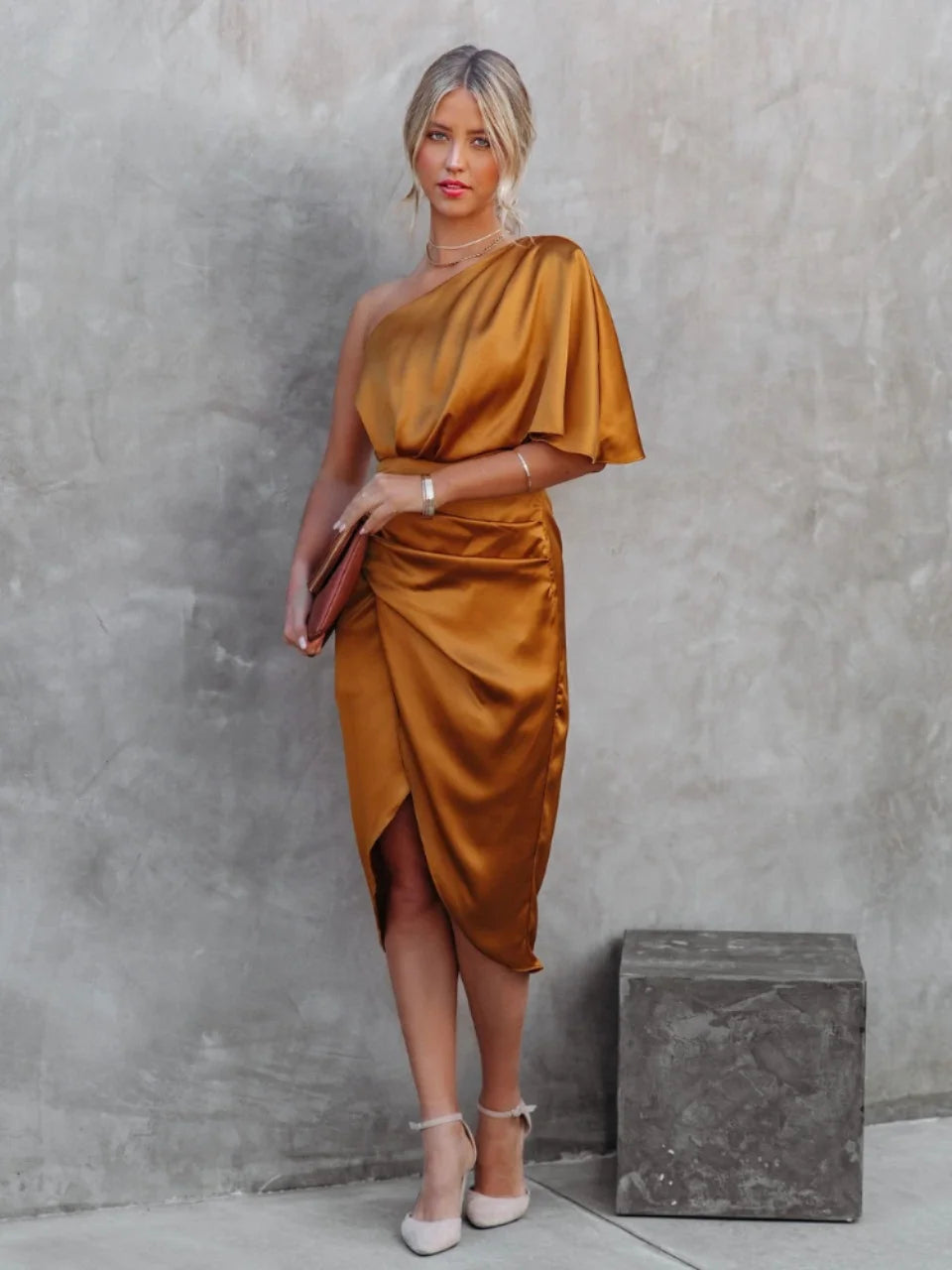Elegant Dresses for Women 2026 Black Sexy Unilateral Sleeve Dresses for Prom  Fashion Irregular Solid Color Women's Summer Dress