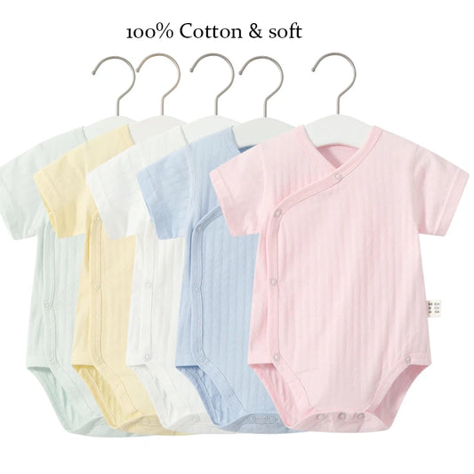 Breathable Fabric Summer Newborn Baby Girls Boys Romper 100% Cotton Short Sleeves Bodysuit Infant Baby Clothes