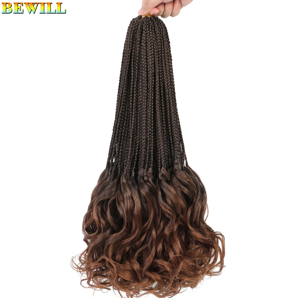 14 18 24 Inch French Curl Crochet Braids Boho Goddess French Curl Box Braids Crochet Hair Synthetic French Curly Braiding Hair