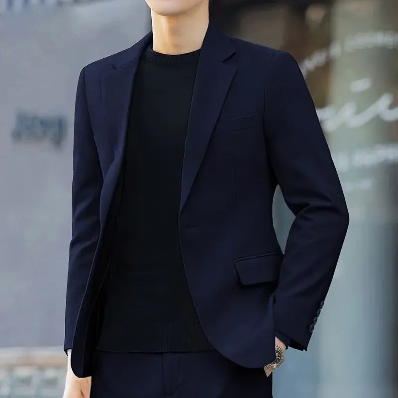 2 Piece Outfit Set Male High Quality 2025 Solid Color Slim Fit Full Men's Suits and Blazers Fashion Pants Luxury Elegant Classic