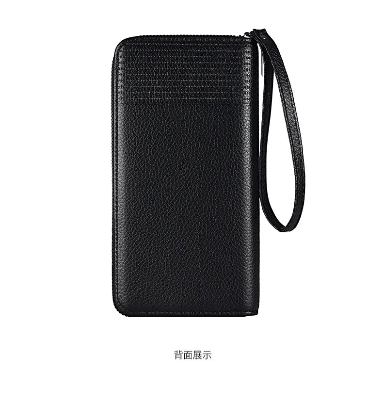 New Color Men`s Long Wallet For Men Rfid Blocking Clutch Organizer Zipper Leather Business Id Credit Card Holder Purse 2024 New