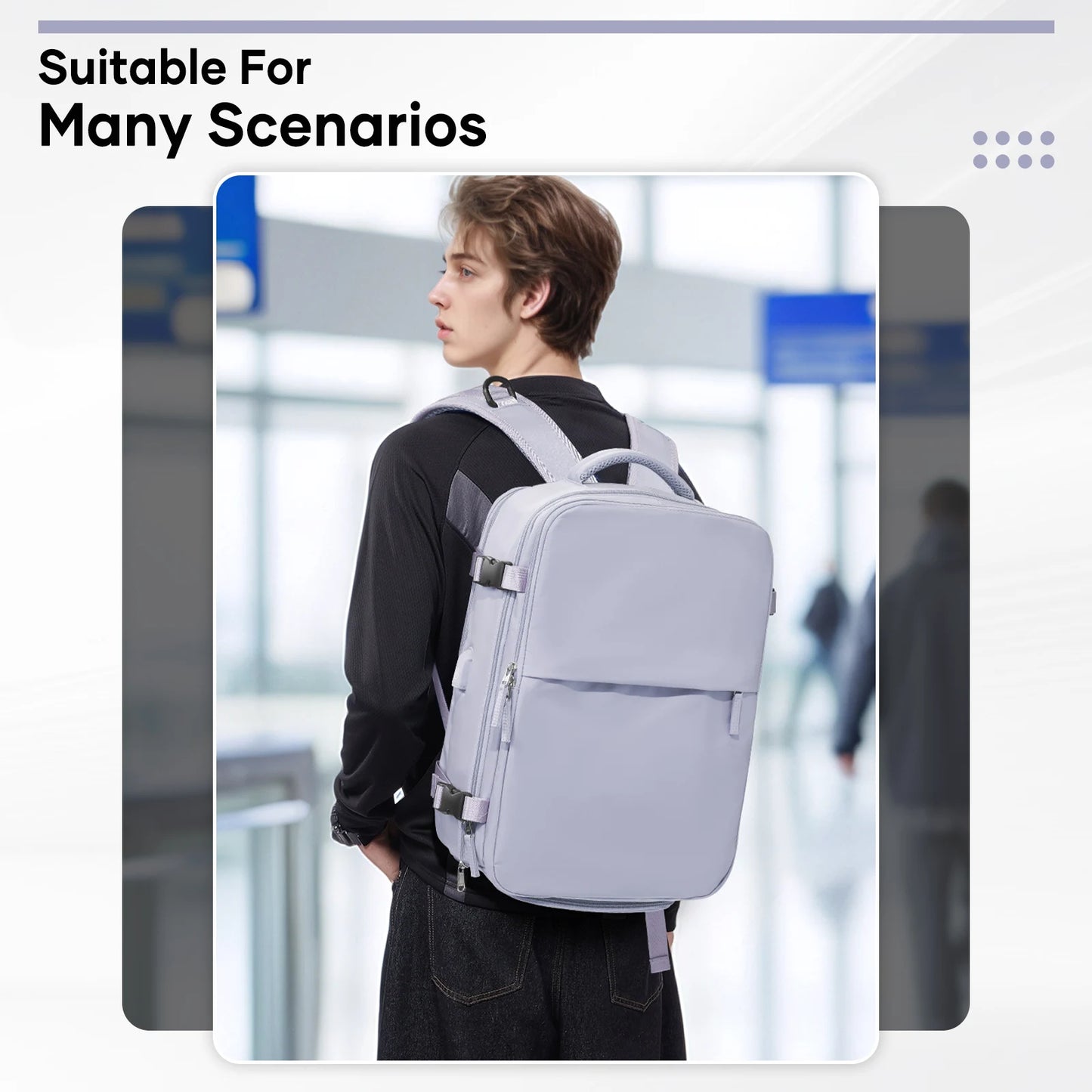 Travel Vacuum Backpack with Vacuum Compression Pump, Large Capacity Airplane Travel Backpack Women Men Expanded Laptop Backpack
