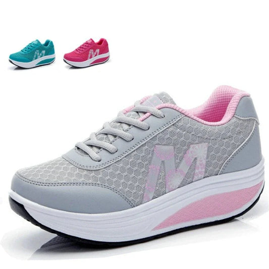 ummer Flat Female Tennis Shoes Wedge Hollowed Out Slip-on Mesh Platform Vulcanization Shoes Breathable Lightweigt Sneakers