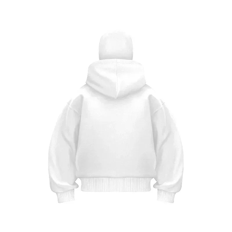 Plain Design Hooded Zip Up Sweatshirt for Men Women Autumn Winter Ins Style Couple Matching BAZAARHUBO