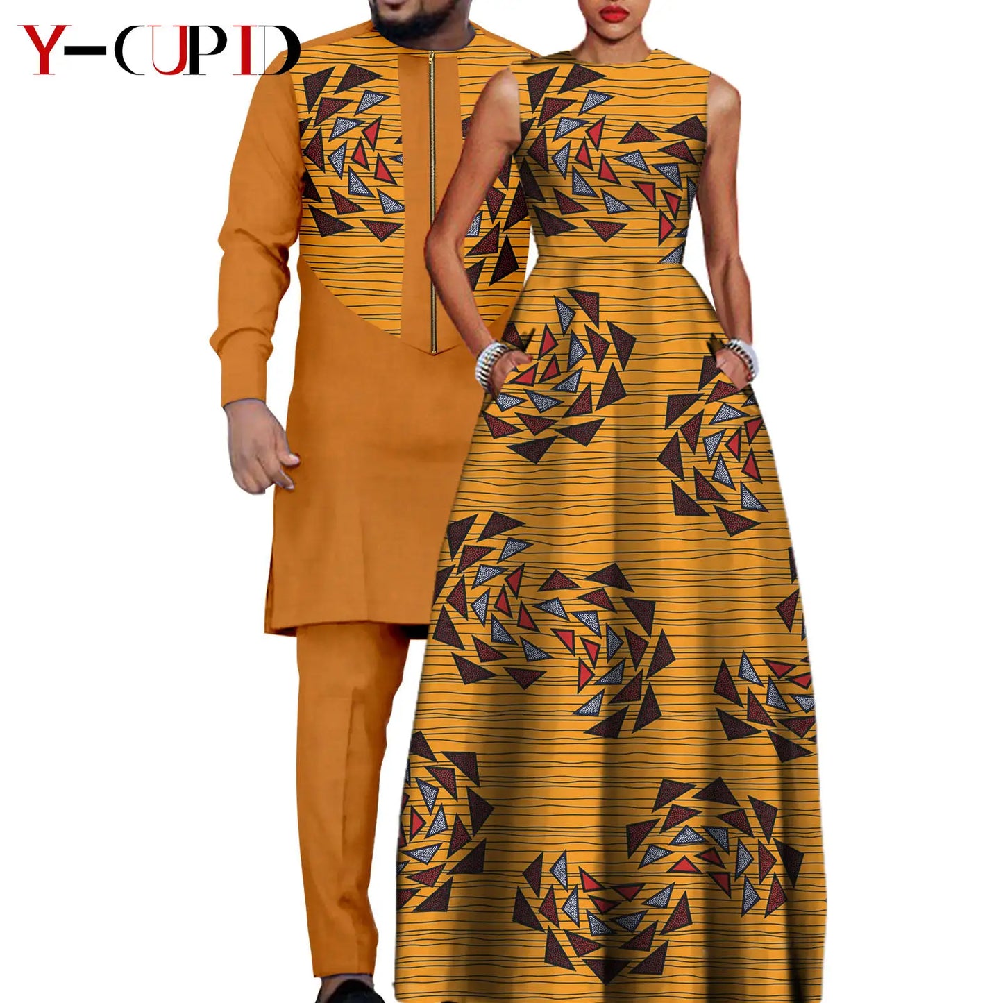 African Dresses for Women Matching Couple Outfits Bazin Riche Men Top and Pant Sets Dashiki Outwear for Party Vestidos Y23C067