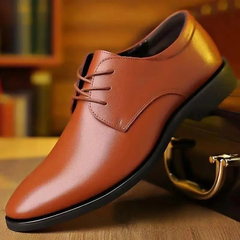 Fashionable Men's Leather Shoes Trendy Cowhide Men sneaker British Formal Men's Leather Shoes Soft Lace-up Leather Shoes for Men