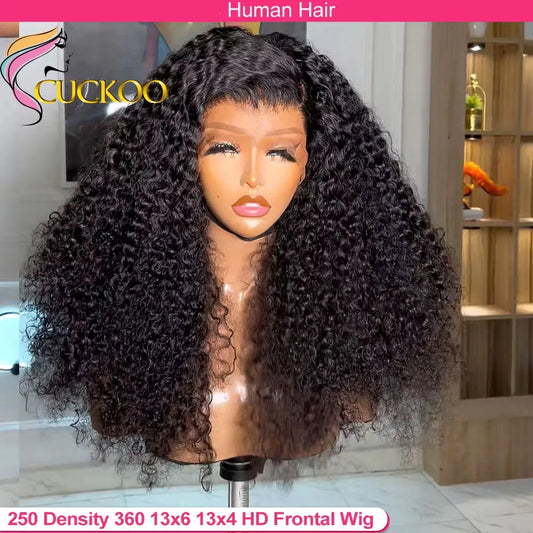 Afro Kinky Curly Glueless Wig Invisible Strap 360 Full HD Lace Frtonal Wig Deep Wave 13x6 13x4 HD Lace Front Human Hair Wigs
