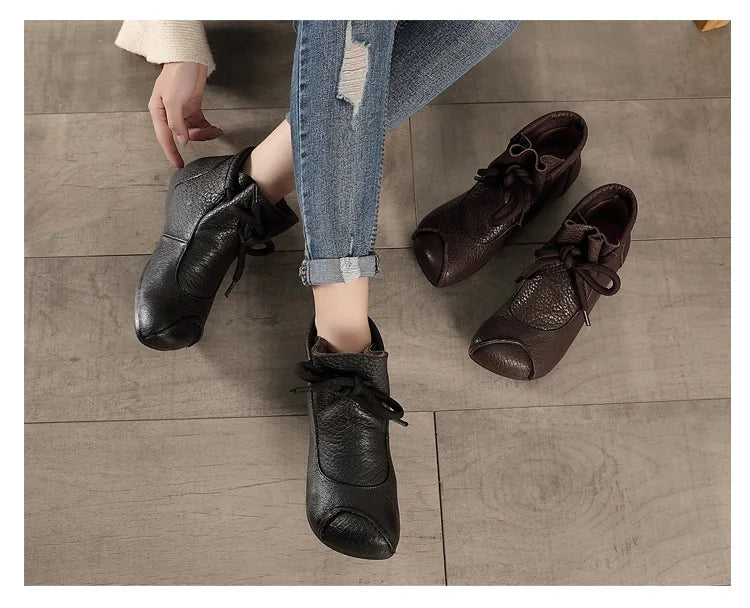 Careaymade-Genuine leather women's boots Fashion retro warm Oversized shoes cow leather Pure handmade ankle boots Casual boots
