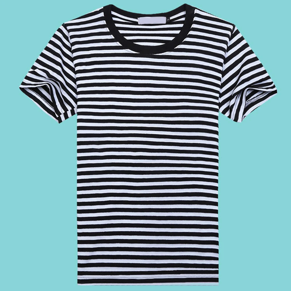 Men Tshirts Navy Shirt Blue And White Striped Short-sleeved Sports Men's T-shirt Couple Parent-child Tops O-Neck Casual Tees