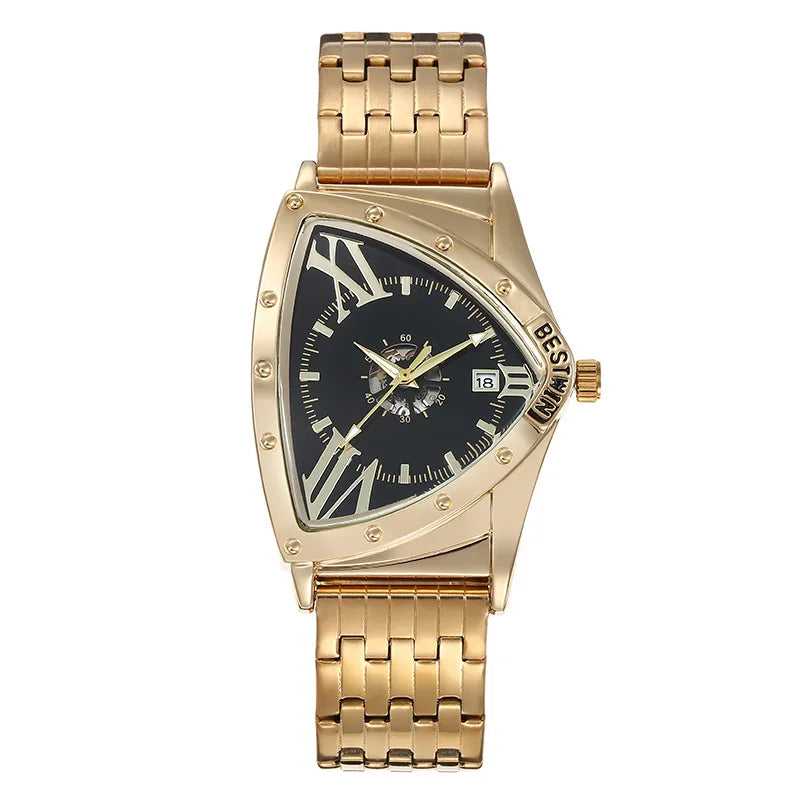 Golden Triangle Men Quartz Watch Unique Design Luxury Watches For Male Clock Sports Waterproof Men Wrist Watches Stainless Steel