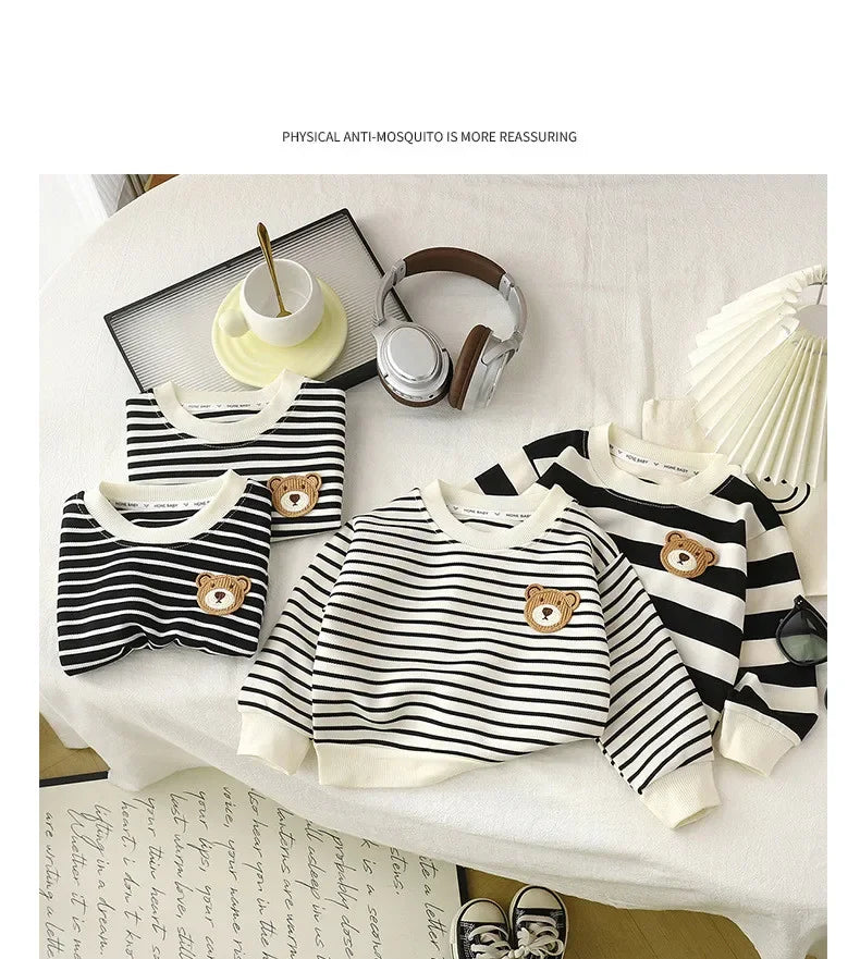 T-shirt Elastic Sweater Long Sleeve Pullover Tops Baby Children Clothing Children's Sweatshirt Kids Clothes Boys Girls BAZAARHUBO
