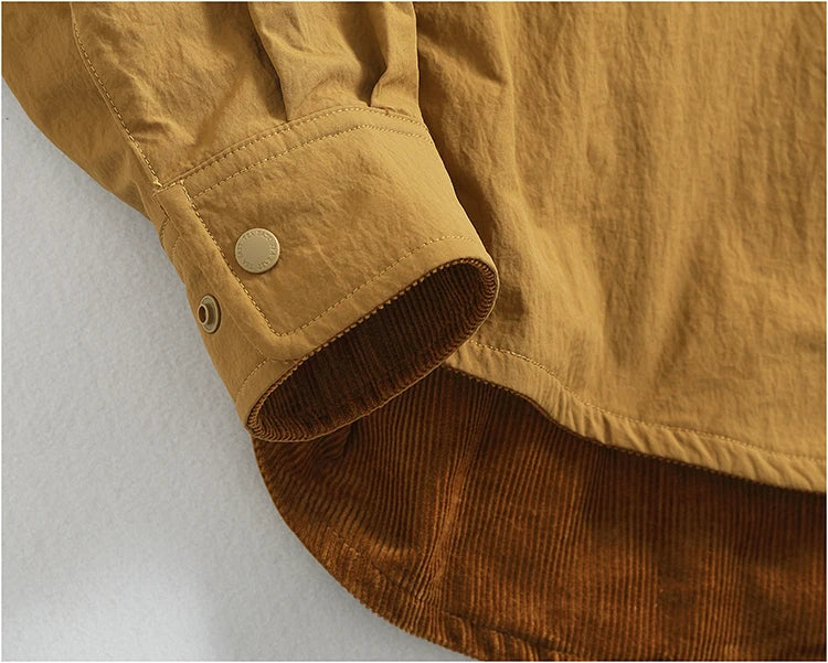 Reversible A+B fabric outdoor functional cargo jacket men's loose pocket lapel retro American casual jacket