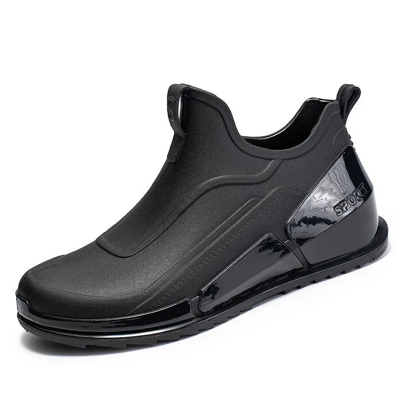 Men's Rain Boots Ankle Waterproof Shoes Men Casual Fishing Work Shoes Slip on Non-slip Rain Shoes Womens Kitchen Rubber Shoe 장화