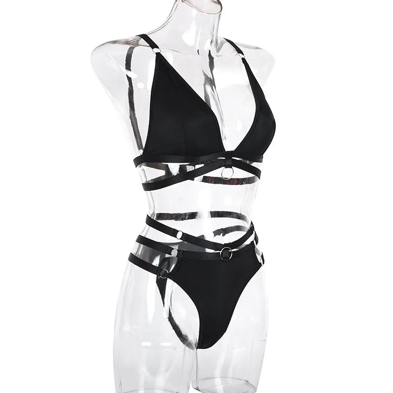 2-Piece Fancy Bra Set Women Erotic Ring Sexy Underwear Set Wireless Ladies Lingerie Outfit Bilizna Intimate