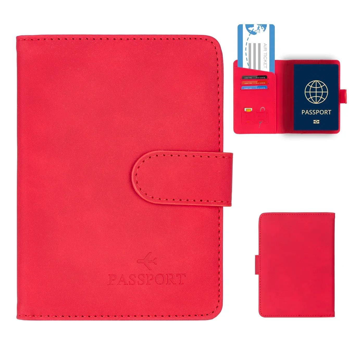 Simple Travel Passport Holder Cover Case Wallet RFID Blocking Business PU Leather Card Case Travel Accessories for Women Men