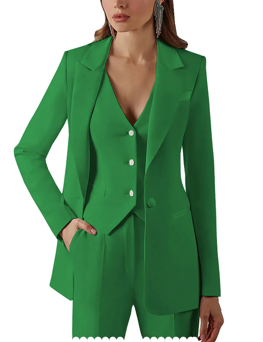 Womens Suits for Office Work 3 Pieces Set Lady Blazer Business Suit Set Work Pant Vest Jacket (Blazer+Vest+Pants)