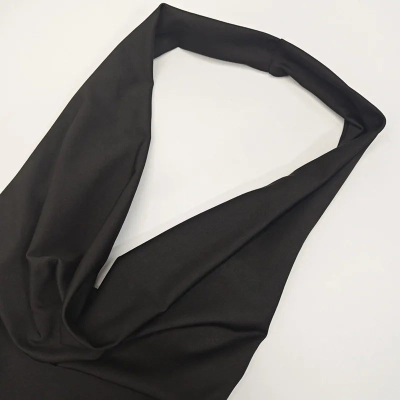 New Swing Collar Sleeveless Elegant Backless Long Dress Spicy Girl Solid Color Sexy Y2K Women Long Skirt Summer Fashion Dresses