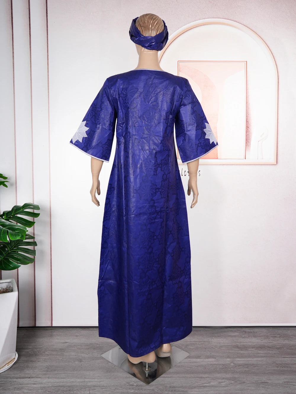 H&D New Style African Clothes For Women Traditional Embroidery Dresses Blue Bazin Women High Quality Party Wedding Occasion