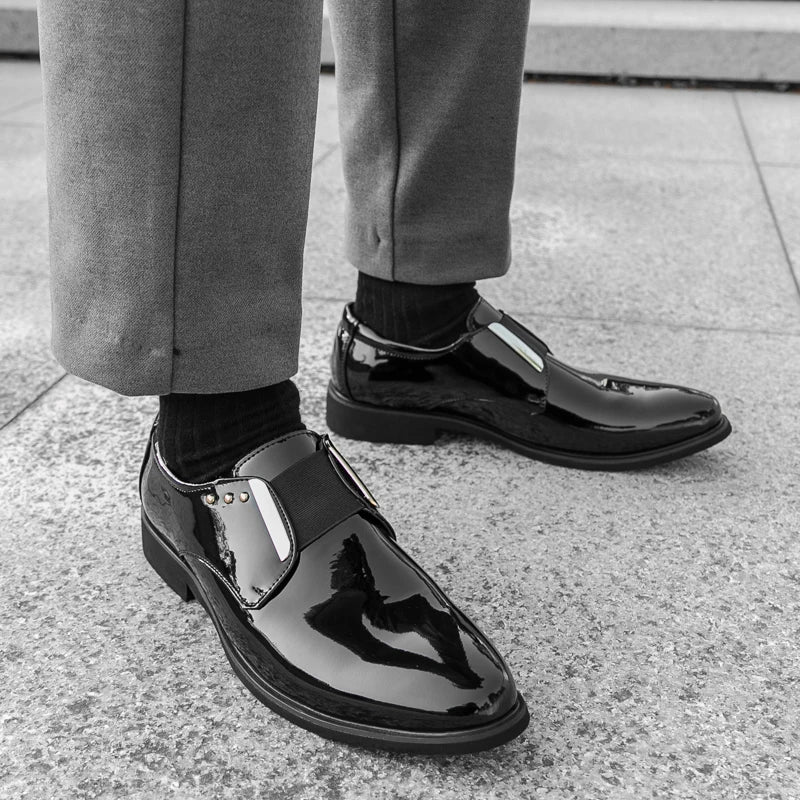 Luxury Brand Men's Shiny Leather Shoes High-end Occasions Business Men's Formal Shoes Classic Loafers Brown Retro Shoes