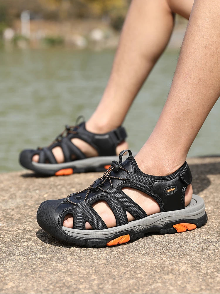 Summer Outdoor Sandals for Men Breathable Hiking Shoes Water Beach Mens Sandals Camping Climbing Aqua Sneaker Fashion Roman Shoe