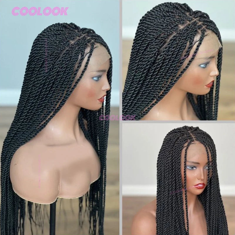 36" Cornrow Braids Lace Wigs Synthetic Full Lace Braided Wigs For Women Knotless Box Braid Wig Braid African Braided Wigs